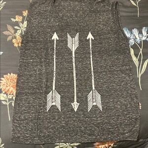 Gray Sleeveless Top with Arrow Design